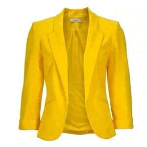 Ricki’s Blazer Ponte Knit Cropped Open  Front Yellow Size XS